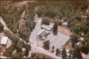 Undated aerial view of Felton Evangelical Free Church - later named changed to Felton Bible Church. Photo perhaps 1980s?